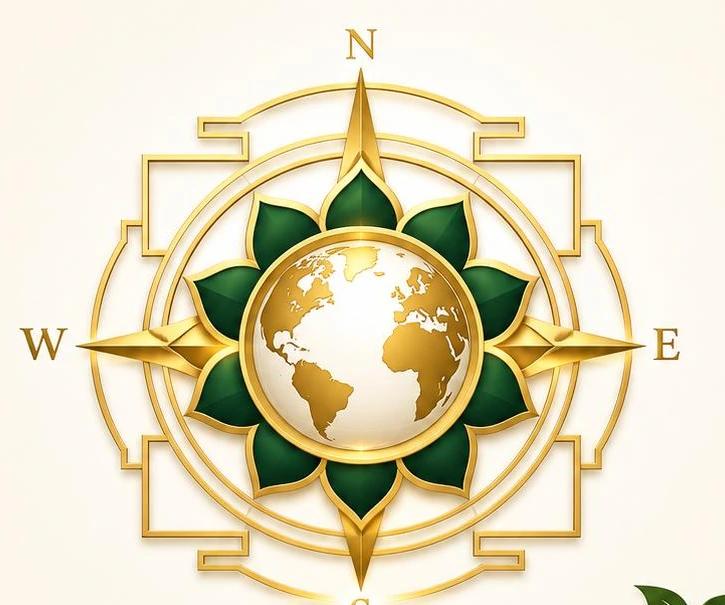 Cosmic Zen Next Vastu compass lotus globe emblem